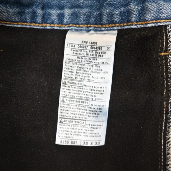 Carhartt Mens 36x30 Fleece Lined Straight Leg Jeans - Picture 9 of 10